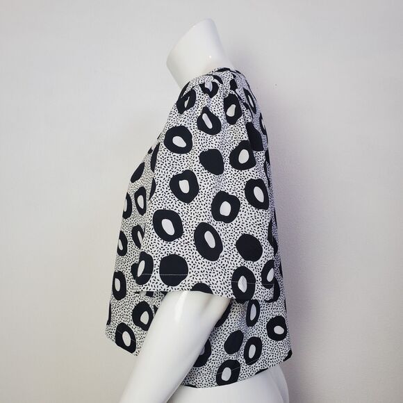 Vintage 80s Black & White Dot Blouse - Picture 1 of 5